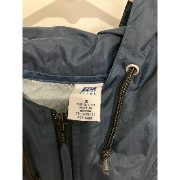 GAP Factory Store Men's Quarter Zip Pullover Rain Slicker, Navy, Small - Picture 2 of 3